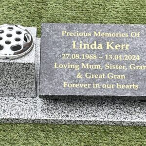 Memorial Stone With Vase and Grey Granite base section
